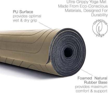 agoy Pro+ Warrior - Premium Non-Slip Yoga Mat – Eco-Conscious Design - PU Mat With Wet/Dry Grip+ - Focus Alignment - Lazer-Etched Technology - A Portable Standard Size Mat for All Styles of Yoga