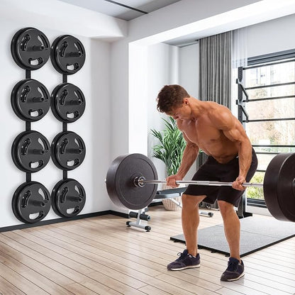 "Kipika Weight Plate Storage Rack - Wall Mounted Weight Plate Holder with Durable Steel Construction Organizer for Olympic Plates, 1000lb Capacity, Space-Saving for Home Gym"