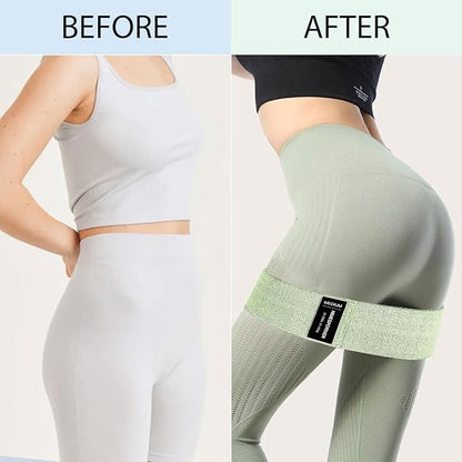 9 PCS Fabric Resistance Bands Set for Working Out, Non-Slip Exercise Booty Bands for Women & Men Leg and Glutes with Hair Ties and Tape Measure - for Home Gym Workout, Yoga, Pilates