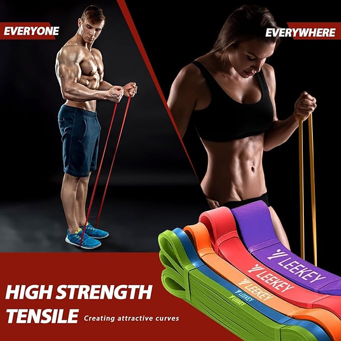LEEKEY Resistance Bands, Exercise Bands with Handles,Pull Up Assist Bands - Bands for Working Out,Band for Men and Women Fitness Training, Physical Therapy,Home Workouts