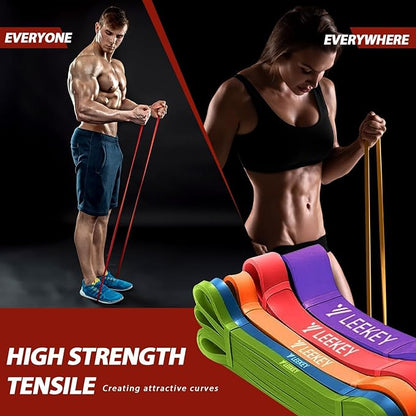 LEEKEY Resistance Bands, Exercise Bands with Handles,Pull Up Assist Bands - Bands for Working Out,Band for Men and Women Fitness Training, Physical Therapy,Home Workouts