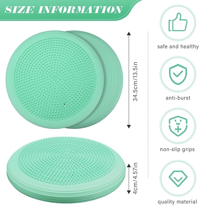 Libima 4 Pcs Wiggle Seat Inflated Wobble Cushion for Sensory Kid 13 Inches Balance Disc Flexible Seating for Classroom Sensory Pad for Chair Wiggle Cushion with Needle Pump