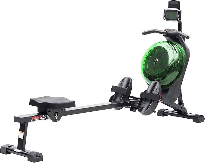 Sunny Health & Fitness Elite Water Rowing Machine with High Dynamic Resistance Vertical Tank, Low-Impact Full-Body Workout and Optional Free SunnyFit App Connectivity