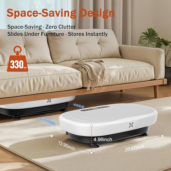 Vibration Plate Exercise Machine, Vibration Plate Platform with Bluetooth & Resistance Bands, Curved Design Full Body Workout Vibration Plate for Weight Loss, Muscle Recovery, Home