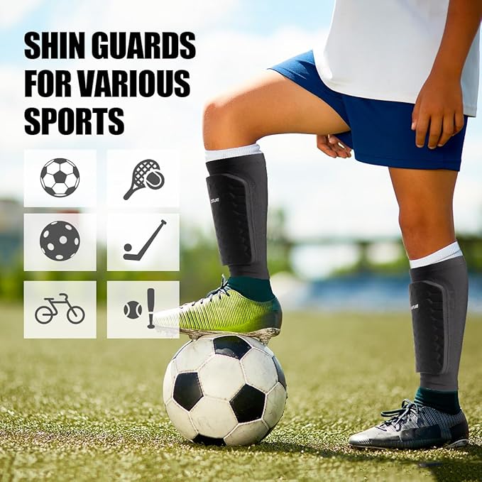 Soccer Shin Guards for Kids Youth Adults, Shin Guard Soccer Sleeves for 2-18 Years Old Boys Girls Men, Calf Compression Sleeve with Honeycomb Pads, Espinilleras de Futbol para Hombres