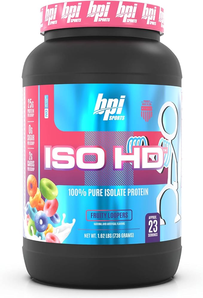 BPI Sports ISO HD ??100% Whey Protein Isolate Powder ??Muscle Growth, Recovery, Weight Loss, Meal Replacement ??Low Carb, Low Calorie ??for Men & Women ??Fruity Loopers ??1.7 Lb