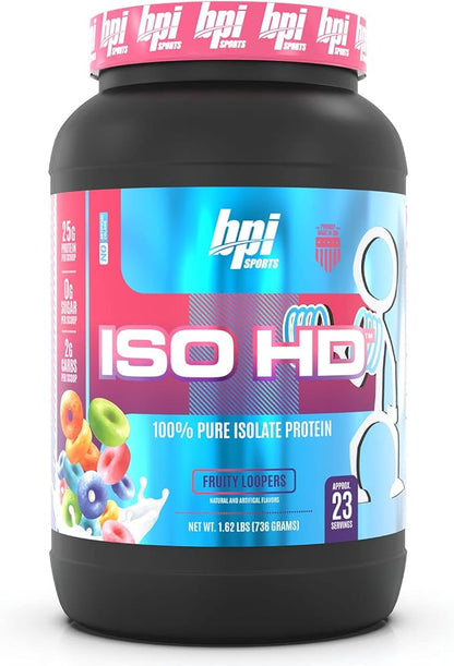 BPI Sports ISO HD ??100% Whey Protein Isolate Powder ??Muscle Growth, Recovery, Weight Loss, Meal Replacement ??Low Carb, Low Calorie ??for Men & Women ??Fruity Loopers ??1.7 Lb