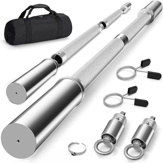 DASKING 4ft/4.9ft Barbell, 2-Inch Olympic Detachable Bar, Portable Strength Training Bar for Weightlifting, Squat, Bench Press, Home Gym, 450LBS, Includes Silent Collars