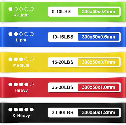 Resistance Bands for Working Out, Exercise Bands Resistance Bands Set with 5 Resistance Levels, Multi-Colored Workout Bands for Indoor & Outdoor Fitness, Leg Strength Training, Yoga