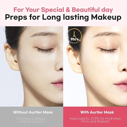Glassy Hydrogel Face Mask for Glow and Dewy Skin, Deep Hydration, Vegan Collagen, Makeup Prep, Pore Tightening, Firming, Moisturizing, Elasticity, Overnight Korean Skin Care 1.19oz x 4ea