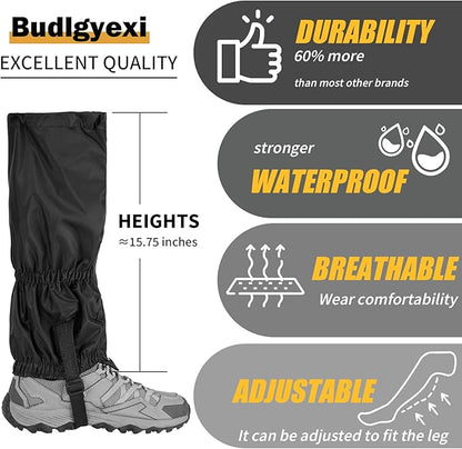 2PCS Gators for Hiking Boots-Gaiters for Hiking, Waterproof, Sandproof and Anti-Mosquito Bites for Muddy Ground, Desert and Garden