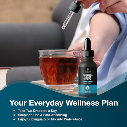 Cortisol Drops ??Natural Herbal Liquid Supplement for Daily Stress Support, Mood Balance & Adrenal Health ??Calming Botanical Extracts ??Alcohol-Free Formula ??2 fl oz