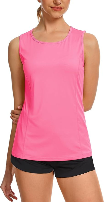 TACVASEN Women's UPF 80+ Workout Tank Top Sleeveless Quick Dry Sun Protection Hiking Athletic Gym Yoga Running Shirts