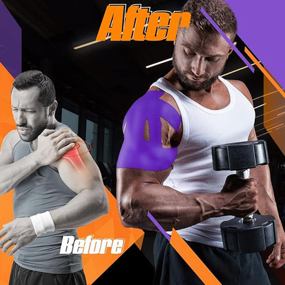 20 Count Kinesiology Tape for Shoulder Pain Relief Pre Cut Sports Waterproof Breathable Enhance Elastic Kinesiology Athletic Tape for Shoulder Support and Muscle Baseball Sports(Purple)