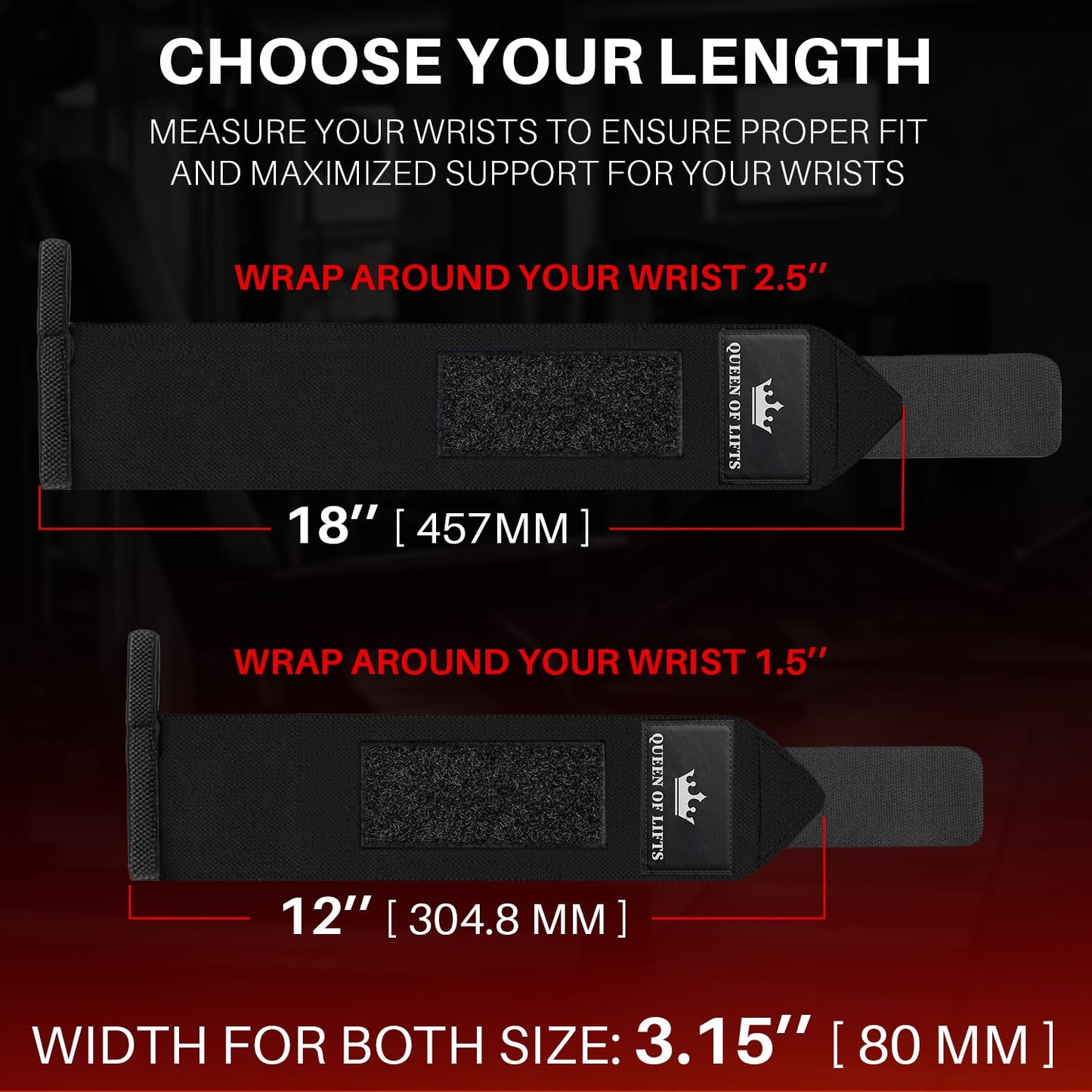 TECEUM Elastic Cotton Weightlifting Wrist Wraps with Thumb Loops, 1 Pair