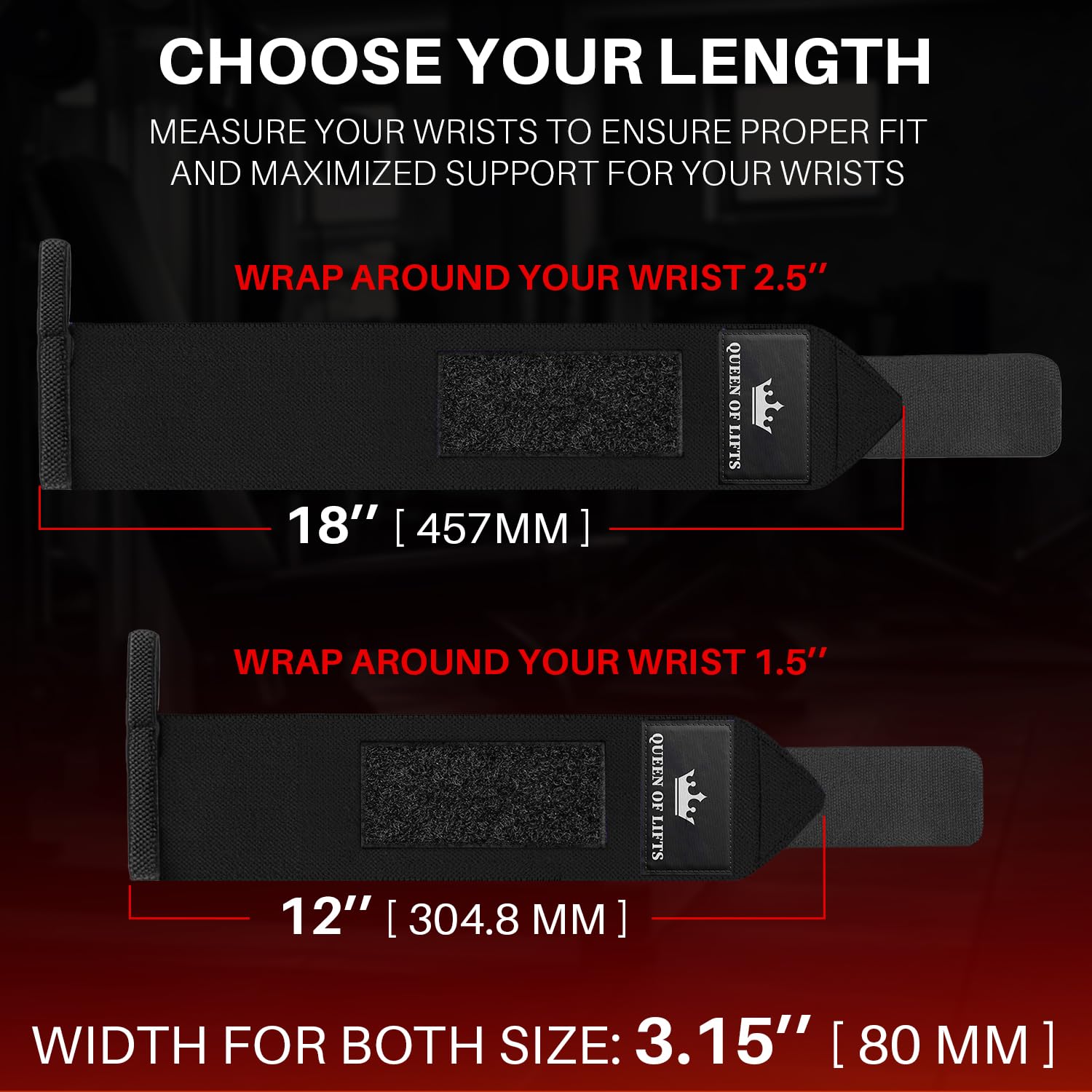 TECEUM Elastic Cotton Weightlifting Wrist Wraps with Thumb Loops, 1 Pair
