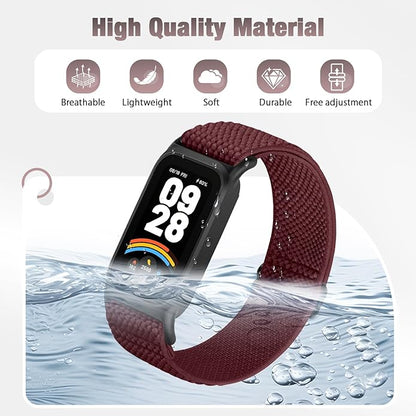 2 Pack Elastic Bands Compatible with Xiaomi Smart Band 9 Active Women Men, Soft Nylon Replacement Sport Wriststrap for Redmi Band 3