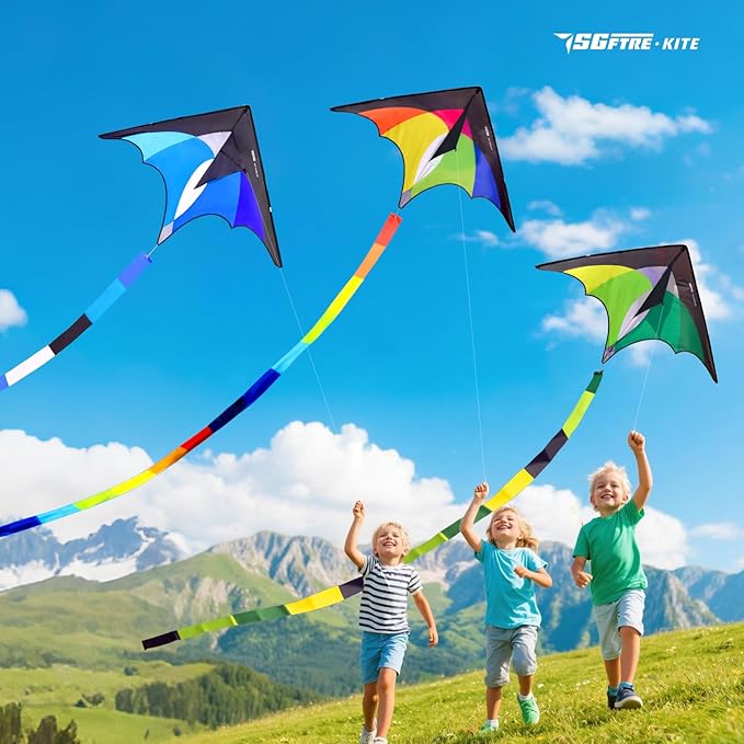 3-Piece Set Delta Kite for Easy to Fly Large Kite for Kids and Adults - Perfect Family Outdoor Toy, Beach Fun for Family Activities