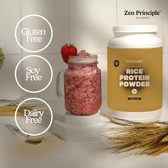 Zen Principle Organic Brown Rice Protein 6 LB. USDA Certified Organic. Unflavored. Non-GMO. Vegan.