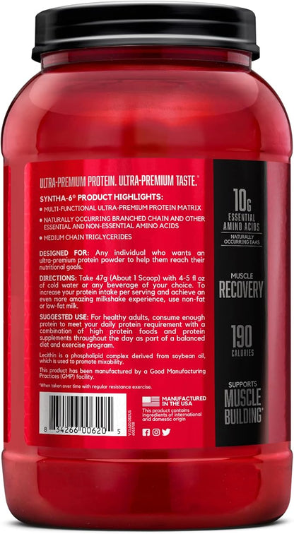 BSN SYNTHA-6 Whey Protein Powder with Micellar Casein, Milk Isolate, Chocolate Milkshake, 28 Servings (Packaging May Vary) Chocolate