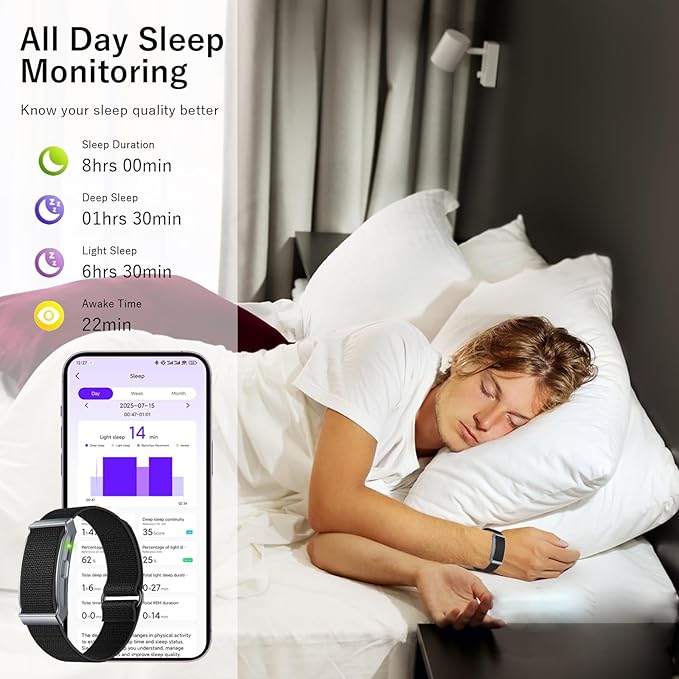 Smart Health Wristband & Armband Set, Screen-Free Minimalist Design Fitness Tracker, Nylon Breathable Smart Bracelet, 24/7 Heart Rate/SpO2/Sleep Monitor, 120+ Sports Modes, IP68 Waterproof