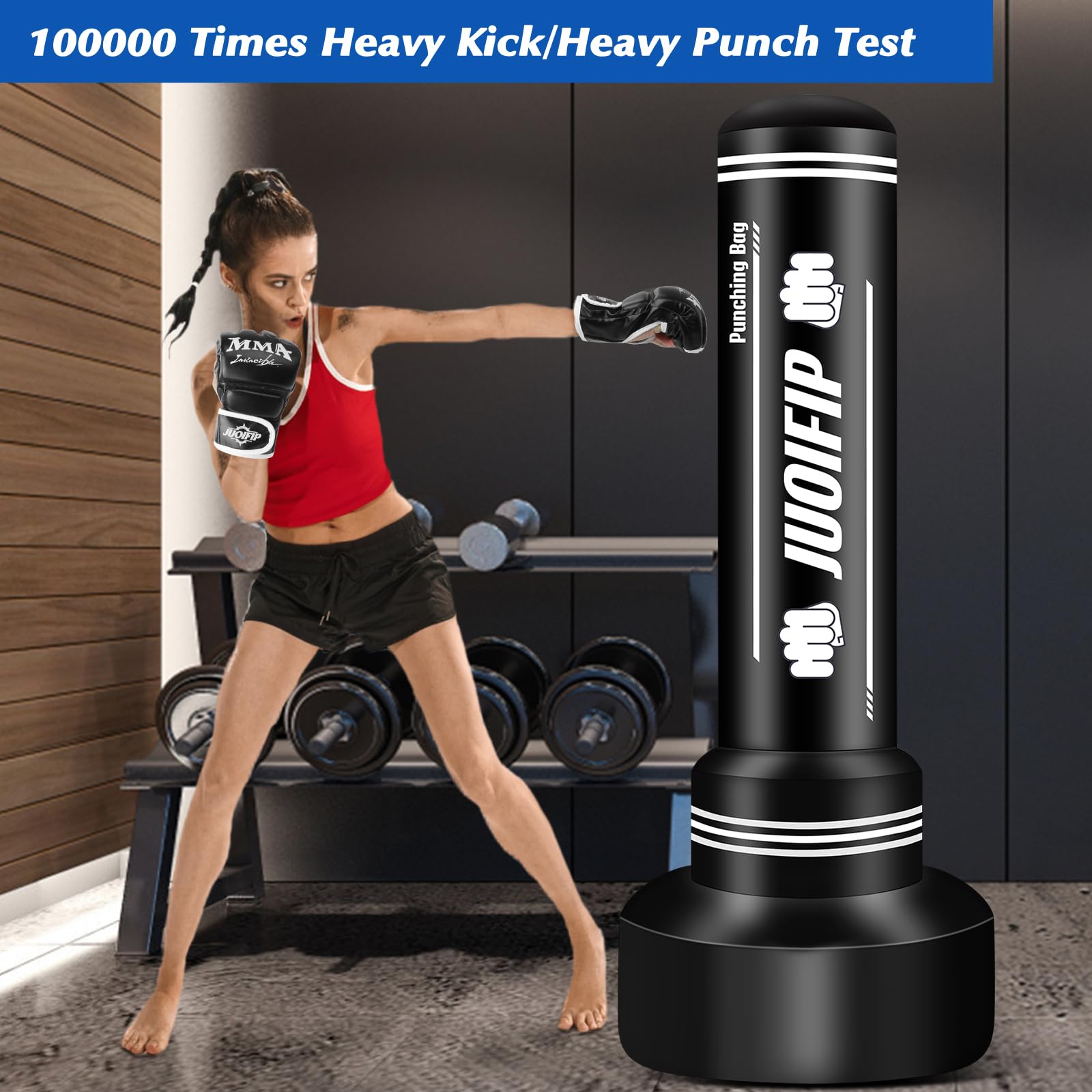 Heavy Punching Bag with Stand Adults Teens, 70" Freestanding Punching Bag with Boxing Gloves and
