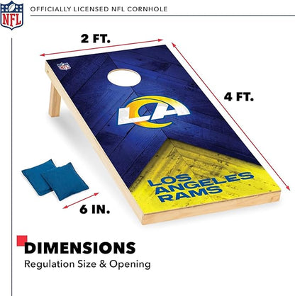 NFL Football 2' x 4' Regulation Size Solid Wood Cornhole Set with Direct Print HD Team Graphics Great Gift for Any Football Fan! Bean Bag Toss Family Outdoor Game