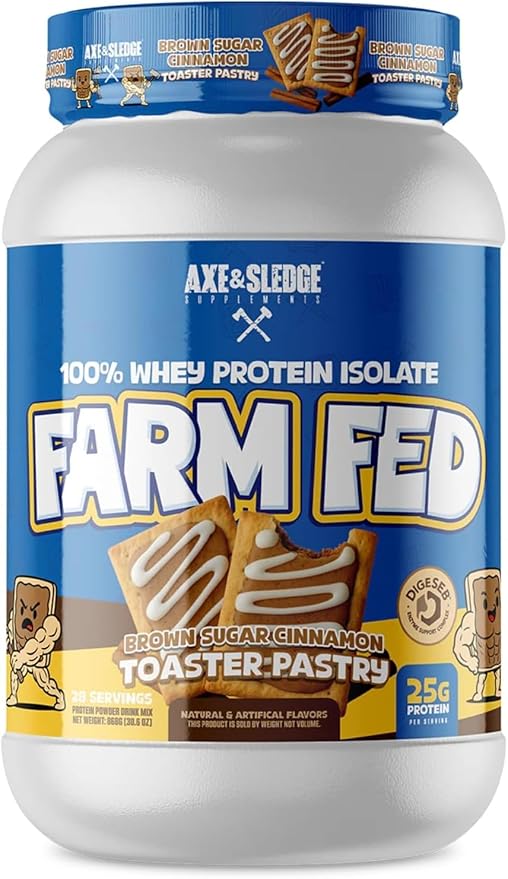 Axe & Sledge Farm Fed 100% Whey Protein Isolate | 25g Protein | Low Carb, Low Sugar, Gluten Free | Protein Powder for Men and Women | Keto | Made in The USA | 28 Servings, Brown Sugar Cinnamon