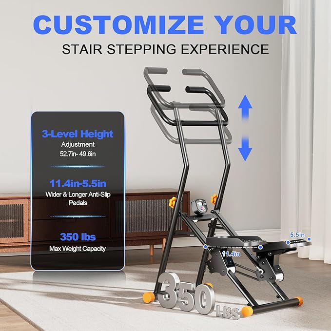 Stair Stepper for Home Gym, 350lbs Vertical Climber Machine with LCD Display, Non-Slip Pedals & 350lb Capacity Compact Folding Cardio Exercise Climber