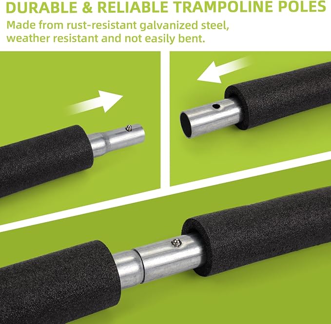 Trampoline Poles Replacement for Skywalker Or Jumpzylla,Galvanized Trampoline Enclosure Pole for Skywalker or Jumpzylla,Replace Parts#4201 4202 4135 OR for Jumpzylla 8ft 10ft&12ft 14ft