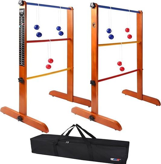 GSE Games & Sports Expert Premium Solid Wood Ladder Ball Toss Game Set with Ladder Ball Bolas &