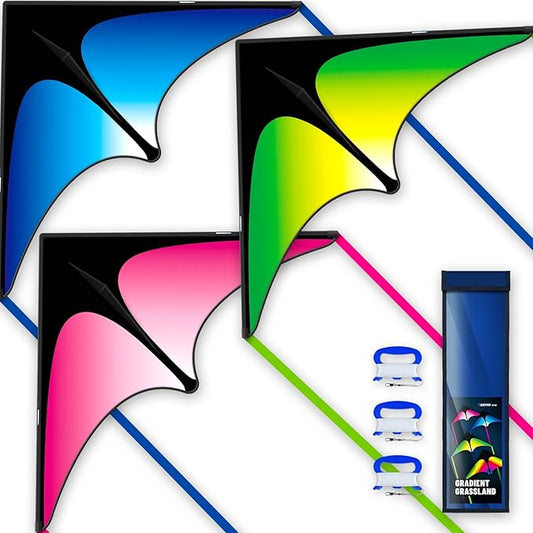 Delta Kite Three Set for Kids and Adults,Easy to Fly Adult Kites,Perfect Family Kite for Parks and