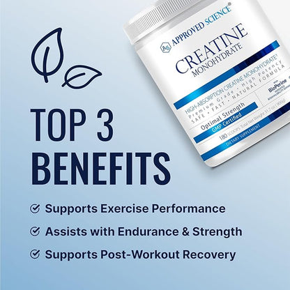Approved Science Creatine Monohydrate Powder with BioPerine - Supports Lean Muscle Growth and Recovery - 360 Servings - 5000mg Per Serving - Unflavored - Non-GMO, Vegan