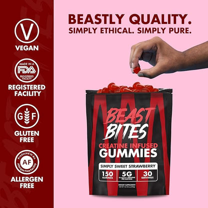 Creatine Infused Gummies - 5g Creapure Creatine Monohydrate Per Serving - NSF Certified for Sport - 30 Servings