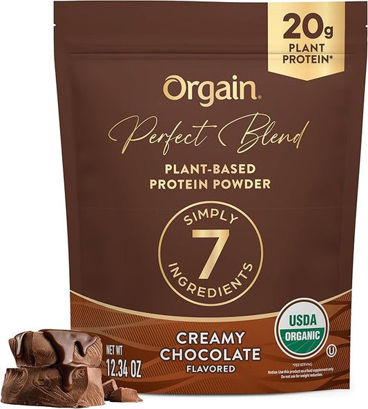 Orgain Organic Vegan Perfect Blend Protein Powder, 20g Clean Plant Protein, 7 Ingredients, <1g