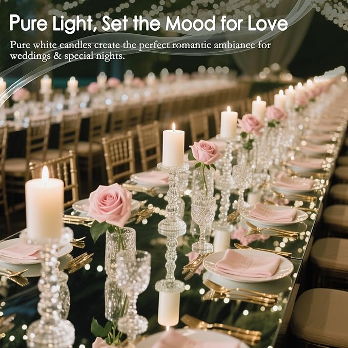 White Pillar Candles - 12 Packs Unscented Wax Pillar Candle, Long-Lasting 30 Hour Burn Time, 2x4 Inch, Elegant Decorative White Candles for Weddings, Centerpiece, Home Decor