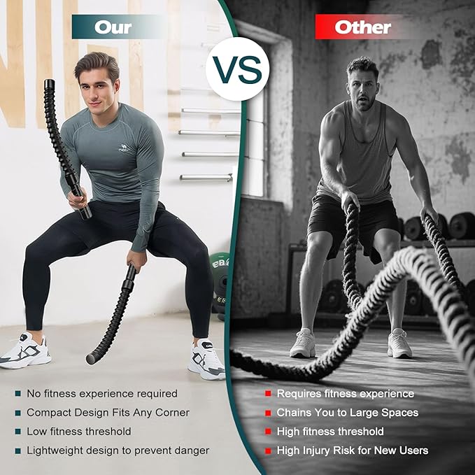 Ropeless Battle Ropes for Home Gym, Weighted Workout Cords for HIIT, Strength, and Low-Impact Cardio Training