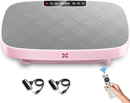 Vibration Plate Exercise Machine, Vibration Plate for Lymphatic Drainage & Body Toning, Whole Body Vibration Plate Platform with Bluetooth, Ultra-Quiet Home Gym Equipment, Resistance Bands