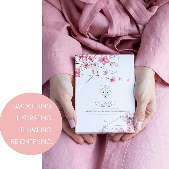 Snow Fox Japanese Cherry Blossom & White Tea Smoothing Mask ??1 Pack for Smooth, Bright, Glossy Skin 'Glass Skin' Effect