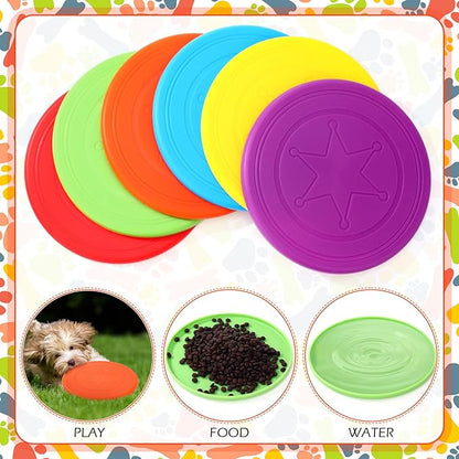 Soulchen 24 Pcs Dog Flying Disc TPR Puppy Flyer Toy Soft Dog Floating Saucer React Faster Interactive Training Toys for Small Medium Puppy Outdoor for Beach Garden Sport Pet Shop Supplies, 6 Colors