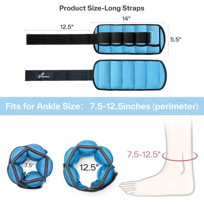 Sportneer Adjustable Ankle Weights 5lb per Pack,10 Pair,Blue