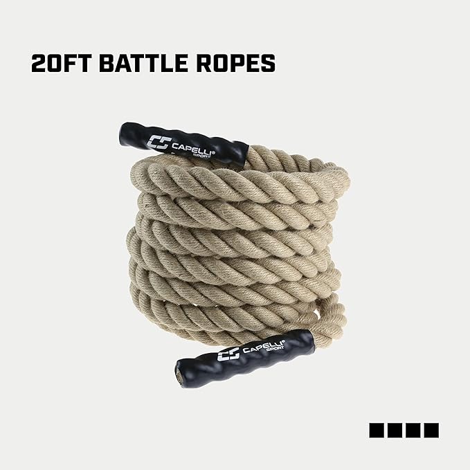 Capelli Sport Battling Ropes, Workout Battle Ropes for Strength Training and Cardio, Brown, 20 ft Length