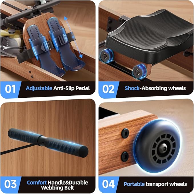 Rowing Machine for Home, 350 LB Capacity, 16-Level Silent Resistance, Magnetic Rowing Machines for Home Foldable, Full-Body Workout Compact Rowing Machine for Cardio & Strength with APP Support