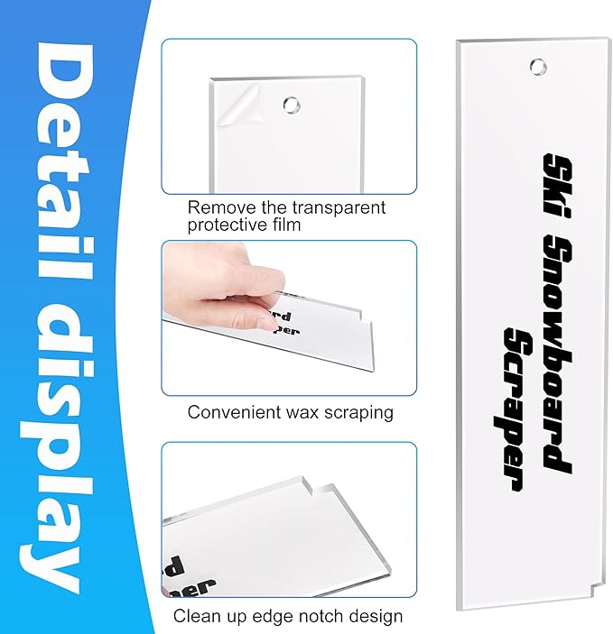 Snowboard Wax Plastic Scraper- Ski Wax Scraper- Ski Snowboard Plastic Scraper for Removing The Extra Cooled Wax (9 x 2.2 Inch)