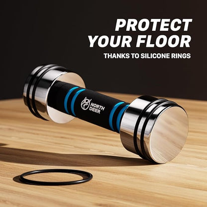 Northdeer Steel Dumbbells Ultracompact & Adjustable Chrome Dumbbell with Foam Handles 5lb 10lb 15lb 20lb 30lb 50lb Home Gym Workout (Choice of Size)