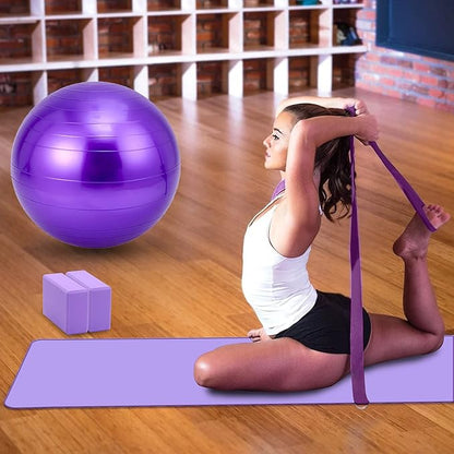 Yoga Mat Set for Beginners,Yoga Mat with Carrying Strap,Yoga Blocks 2 Pack with Yoga Strap,Yoga Ball,Ankle Puller,11-Piece Yoga Kits and Sets for Beginners,Yoga Starter Kit for Women Men