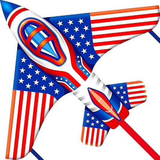 Flag Airplane Kite Easy to Fly Kids Kites for Ages 3-5, Huge Size Durable Beach Kite for Family