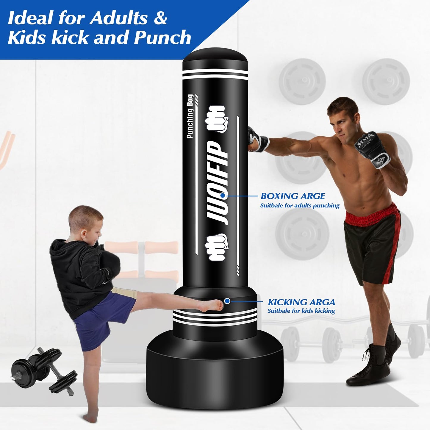 Heavy Punching Bag with Stand Adults Teens, 70" Freestanding Punching Bag with Boxing Gloves and