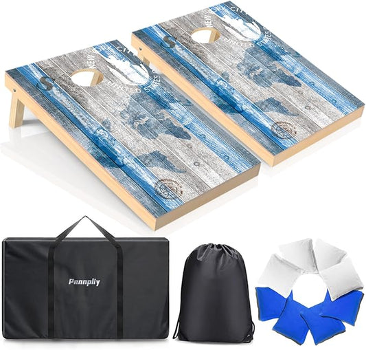 Cornhole Board Set, Regulation Size 4 x 2FT/3 x 2FT Solid Wood Corn Hole Game Set with 8 Bean