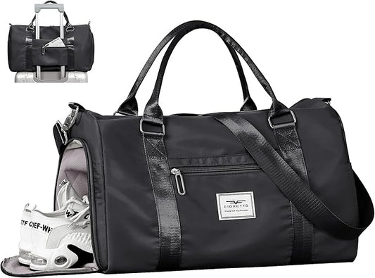 FIORETTO Womens Gym Tote Duffle Bag with Wet Pocket & Shoe Compartment, Sports Duffel Overnight